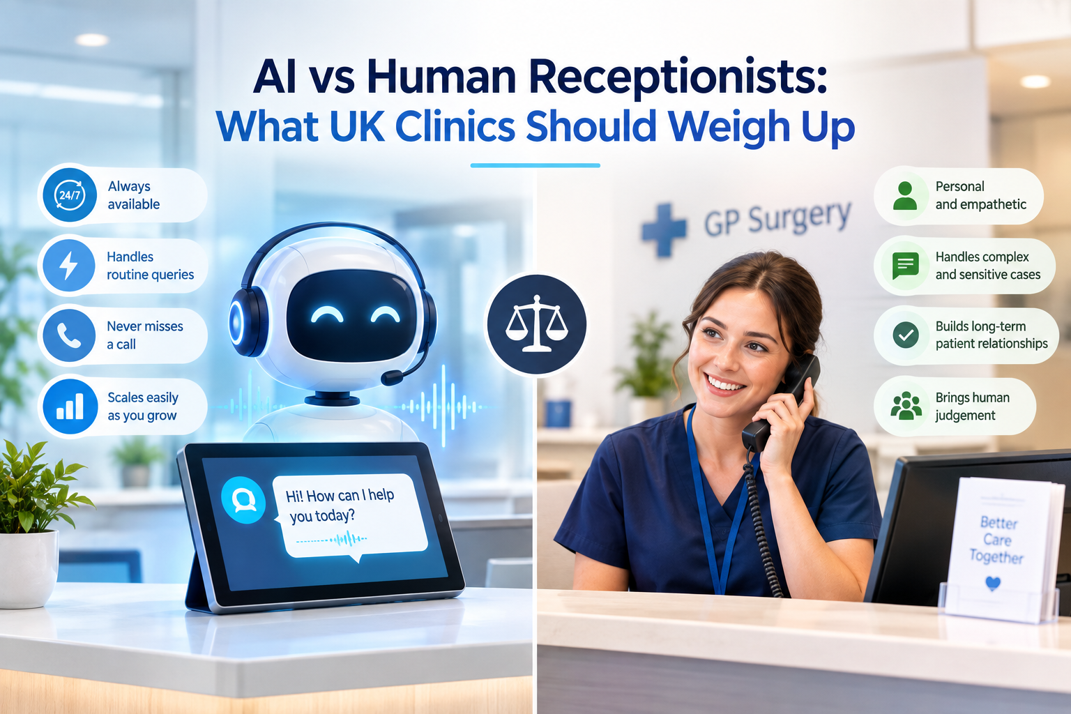 AI vs Human Receptionists: What UK Clinics Should Weigh Up